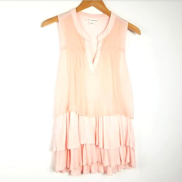 Anthropologie | Pink Tank Top Silk Small Ruffles Draped Ballet Dancer - Picture 1 of 8